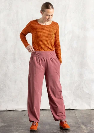 Organic cotton/elastane jersey trousers - dusty red