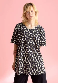 Jerseytunika „June“ aus Bio-Baumwolle - schwarz-gemustert