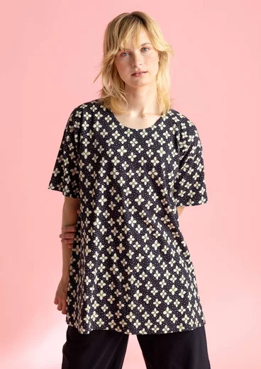 Tunique ”June” en jersey de coton biologique - noir/motif