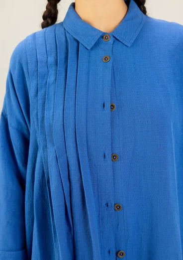 “Hinata” woven organic cotton/linen dress - blue butterfly