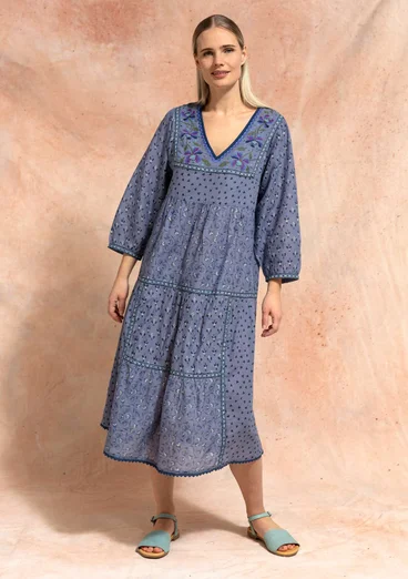 Klänning "Melodie" i ekologisk bomull - ljus indigo