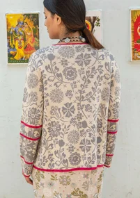 Cardigan "Jurta" i uld/lyocell - lys sand