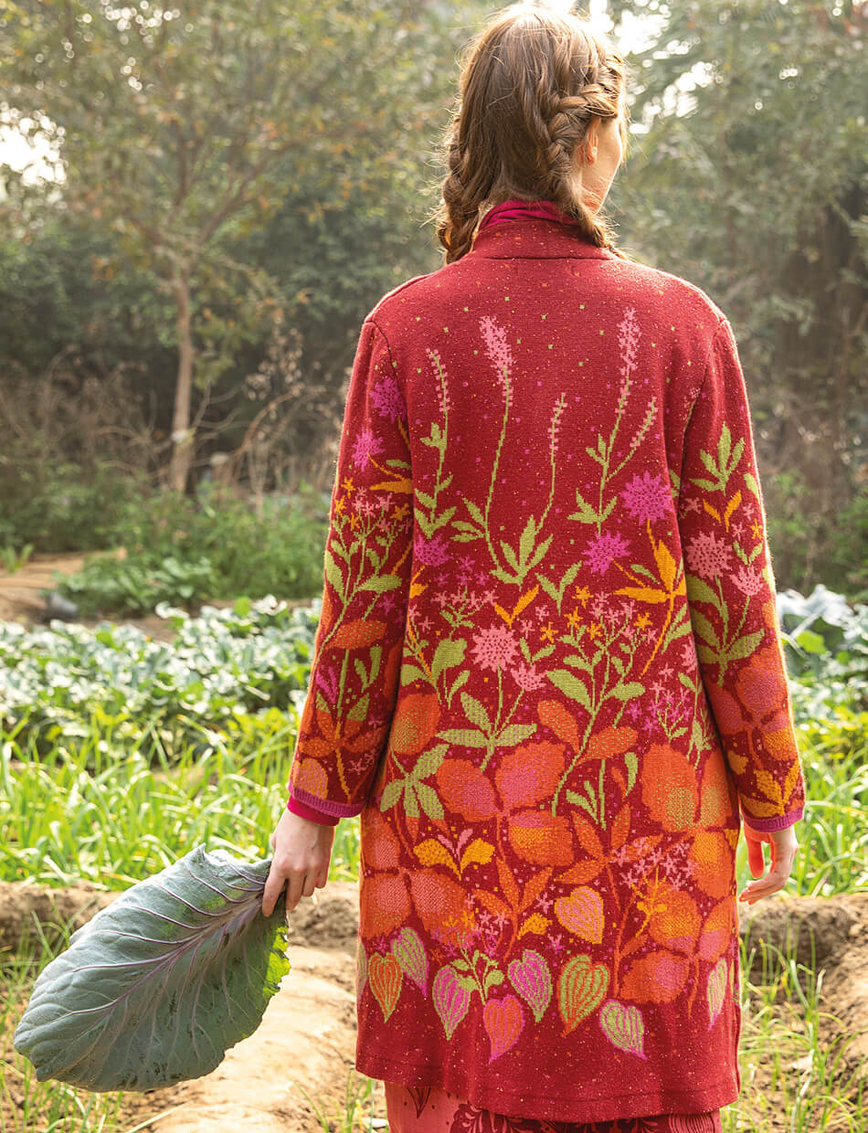 “Autumn” long cardigan in wool/organic cotton