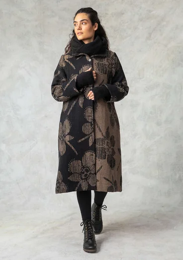 Vävd kappa "Marabel" i ull/polyester - svart umbra
