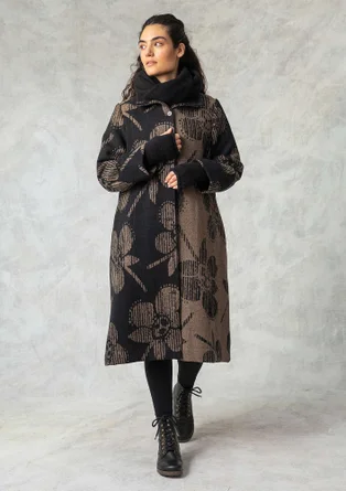 Manteau "Marabel" en tissu de laine/polyester - ombre noire