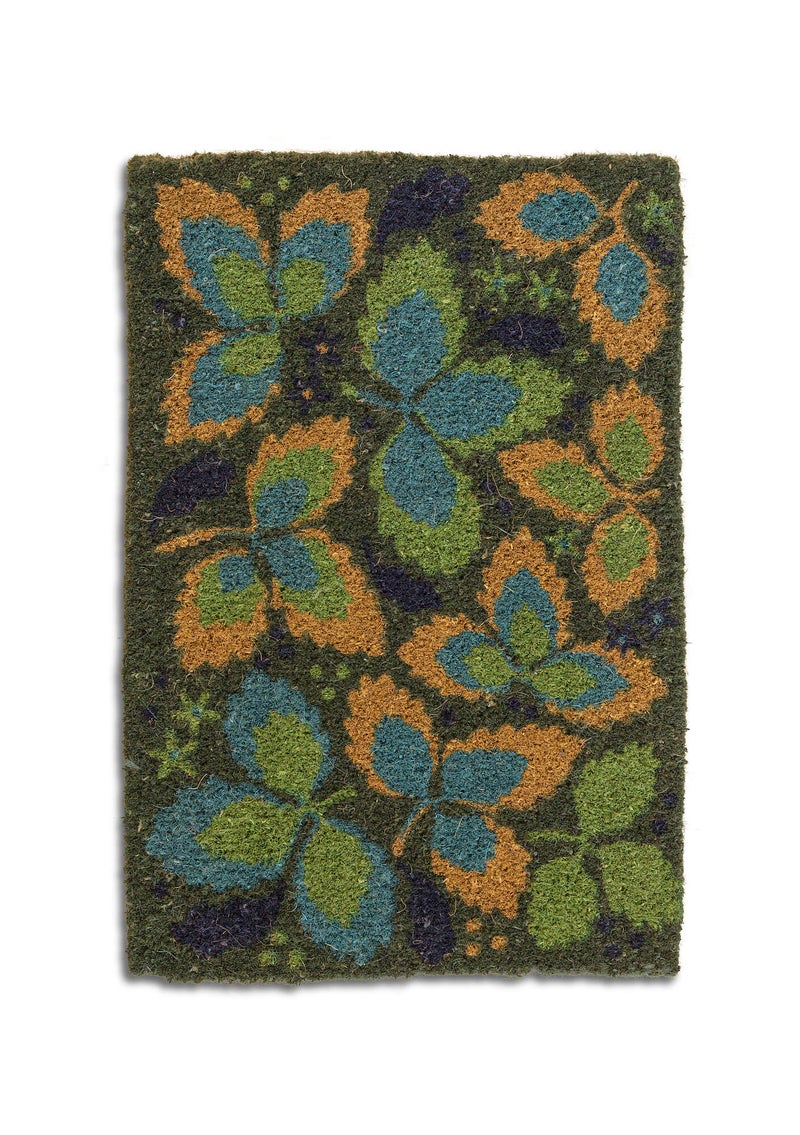 “Woodland” doormat in coir fiber ocean green