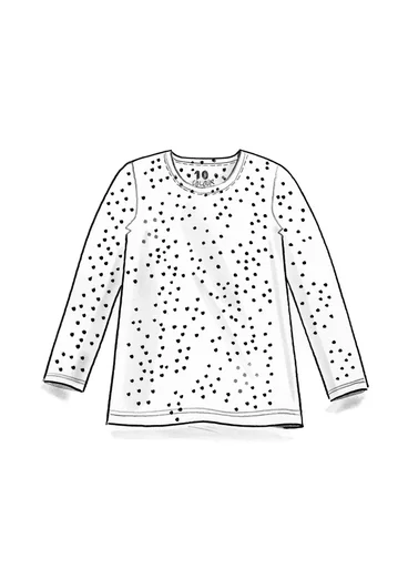 “Ebba” dotted/solid-colour cotton/elastane jersey top - dark jade/patterned