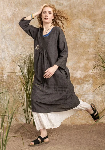 Woven linen dress - black