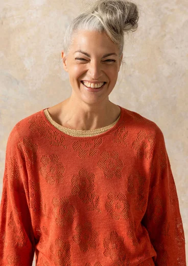Pointelle sweater in linen/recycled linen -