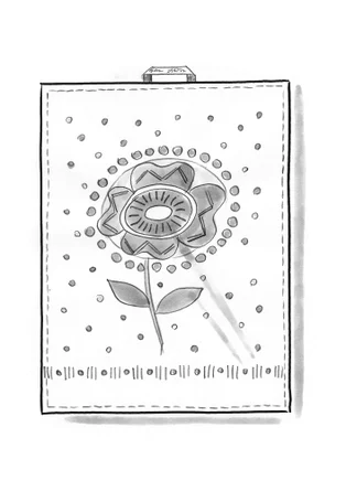 “Tulipanaros” kitchen towel in organic cotton - brick