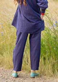 Geweven broek "Dunes" van biologisch katoen/linnen - braam