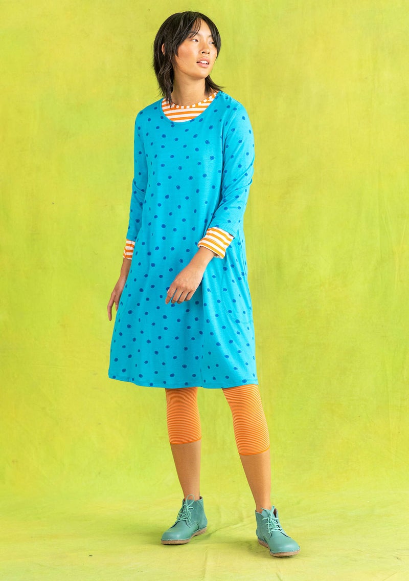 “Alma” jersey dress in organic cotton/modal lagoon blue