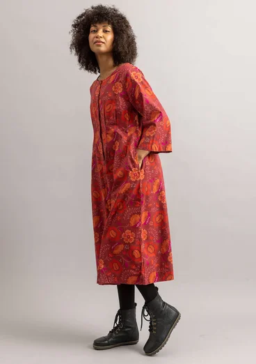 Woven dress "Cleo" in organic cotton - agate red