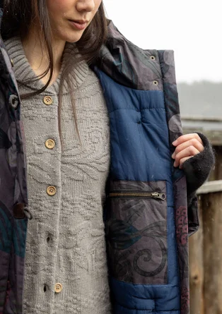 “Nova Scotia” woven quilted coat in organic cotton - dark ash grey
