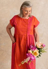 Robe tissée "Sally" en coton biologique - pamplemousse