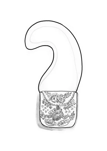Sac brodé "Hana" en coton biologique - noir