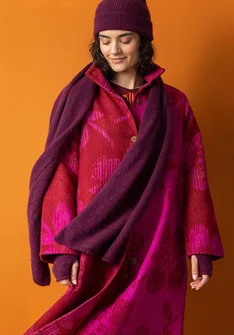 Knitted alpaca blend scarf - aubergine/melange