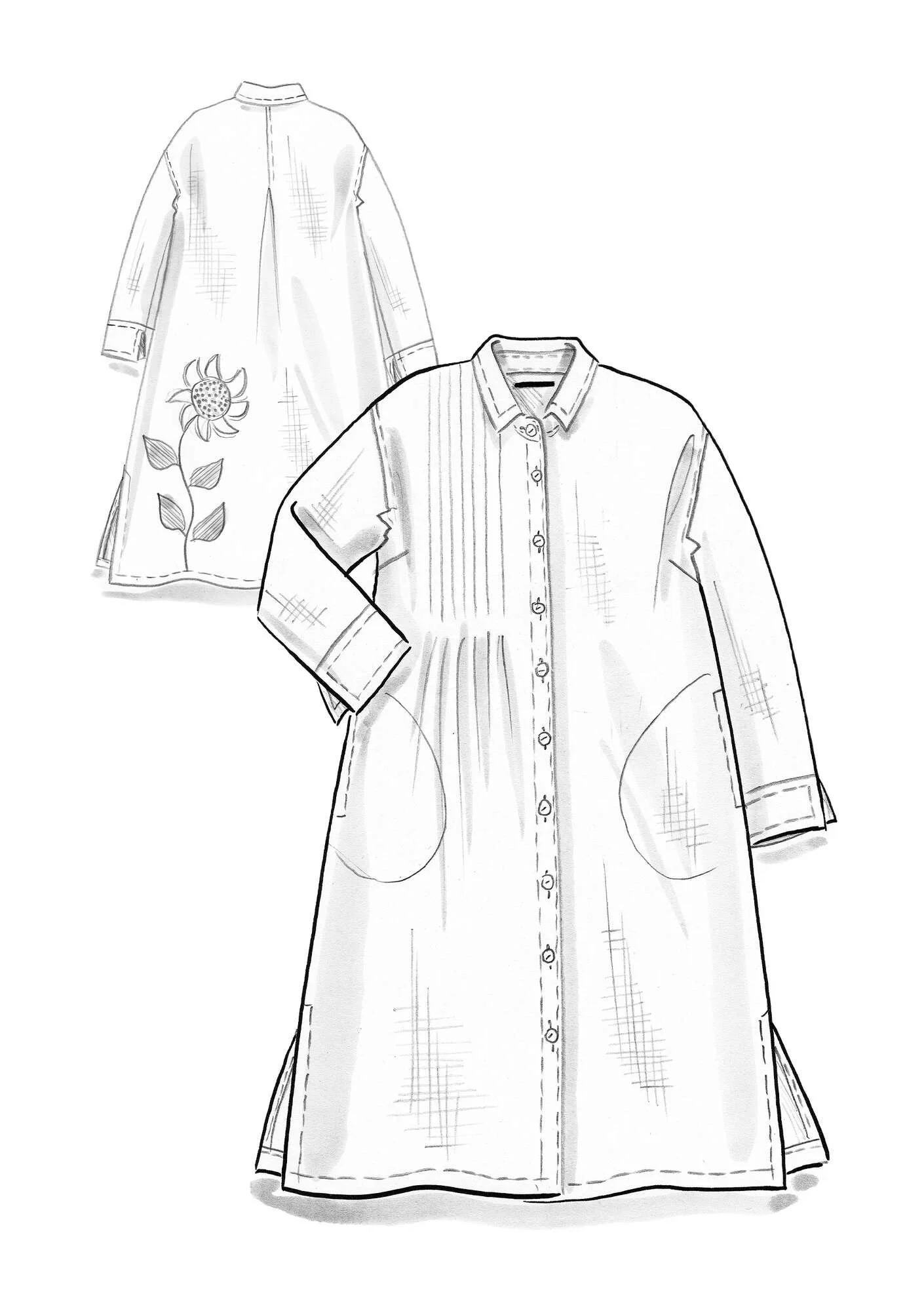 Robe tissée "Hinata" en coton biologique/lin - azuré
