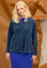 Einfarbige Veloursjacke aus Bio-Baumwolle/Recycling-Polyester - pazifikblau
