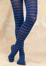Collant rayé en coton biologique - encre/bleu vif