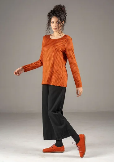 Trousers in a woven organic cotton/linen blend - black