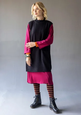 Tunique en maille texturée de coton biologique/laine - noir