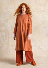 “Ellen” striped/solid-colour organic cotton/modal jersey dress - cinnamon/patterned