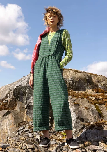 “Wavy” woven organic cotton jumpsuit - teal