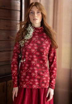 “Dagny” jersey turtleneck in lyocell/spandex - poppy