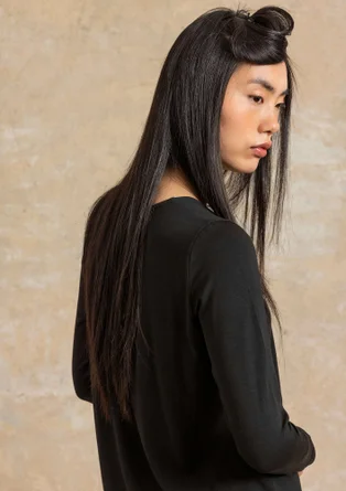 Tricot top "Bianca" van lyocell/elastaan - zwart