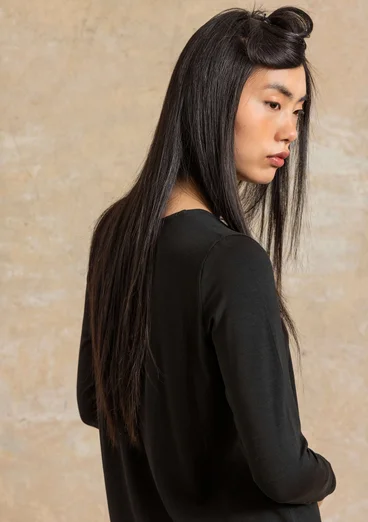 Tricot top "Bianca" van lyocell/elastaan - zwart