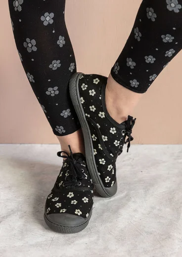 Tryckt sneaker "Belle" i bomullstyg - svart