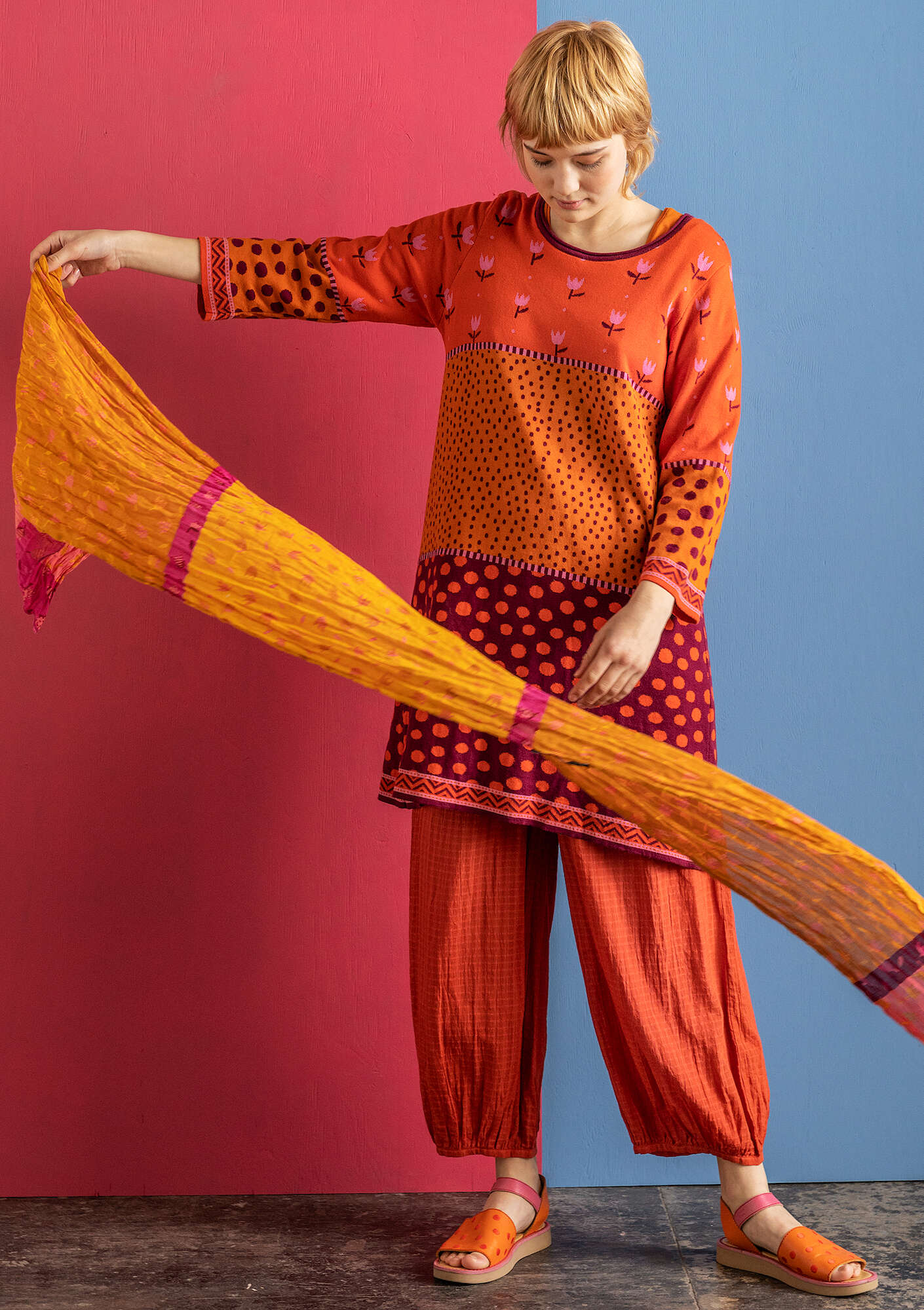 “Marisol” knit tunic in organic cotton chili thumbnail