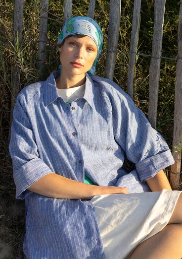 “Bifrost” woven linen shirt dress - light brilliant blue