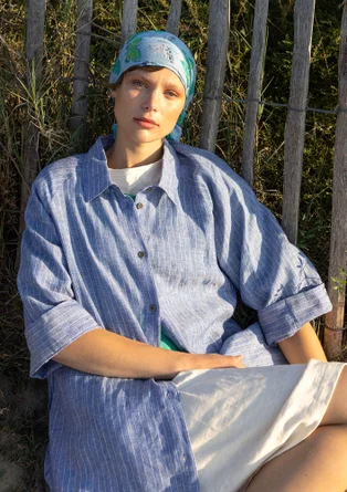 “Bifrost” woven linen shirt dress - light brilliant blue