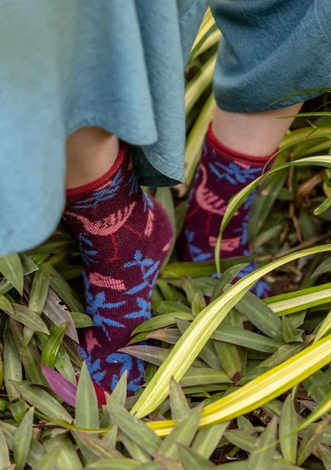 Chaussettes "Galapagos" en bouclette de laine mélangée - aubergine