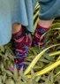 Chaussettes "Galapagos" en bouclette de laine mélangée (aubergine S/M)