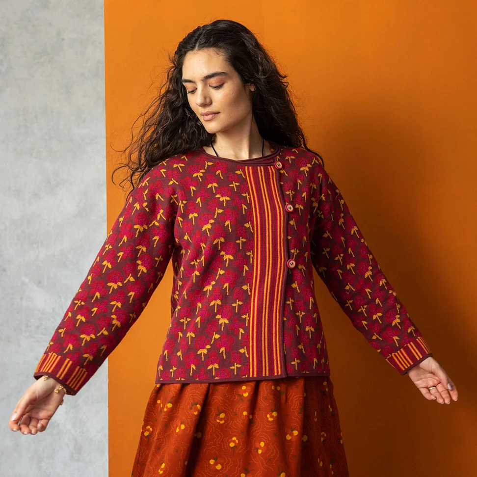 “Andes” organic/recycled cotton cardigan - aubergine