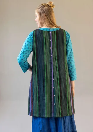 “Ketchi” woven jumper dress in wool/cotton - black