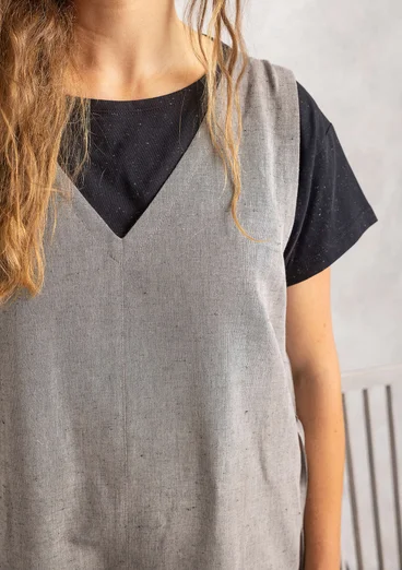 “Idun” woven organic cotton/linen dungarees - iron grey