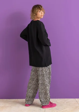 Pantalon tissé ”Vendela” en coton biologique - noir/motif