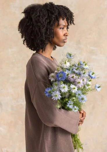 Knitted recycled cotton tunic - light potato