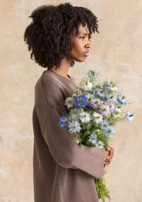 Striktunika i genanvendt bomuld - lys kartoffel