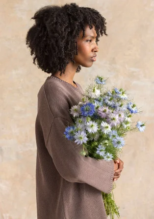 Knitted recycled cotton tunic - light potato