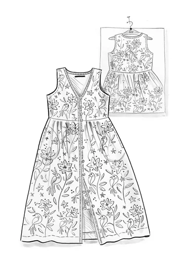 “Nightingale” woven dress in organic cotton - sky blue