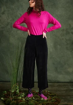 Velours broek "Orsa" van biologisch katoen/gerecycled polyester - zwart