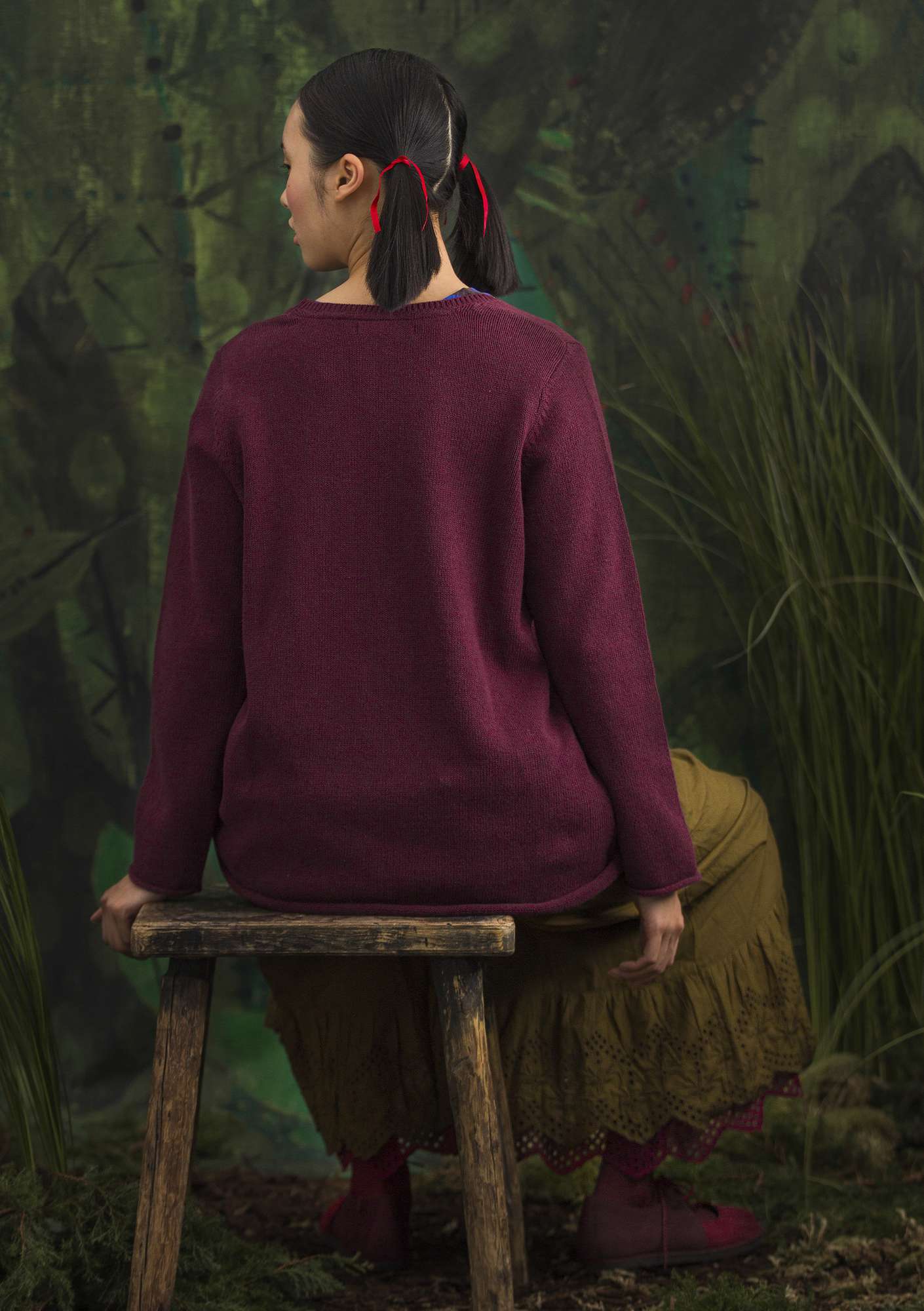 FAVOURITE sweater “Belle” made of recycled cotton burgundy/solid colour thumbnail