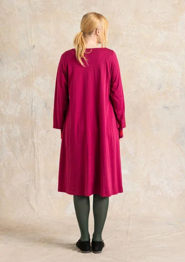 Gestreepte/effen tricot jurk "Ellen" in biologisch katoen/modal. - rode kool