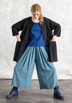 Kunstenaarsblouse "Rut" van geweven viscose/linnen - zwart