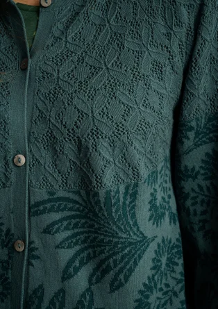 Gemusterte Strickjacke „Anila“ aus Bio-Baumwolle - veronagrün